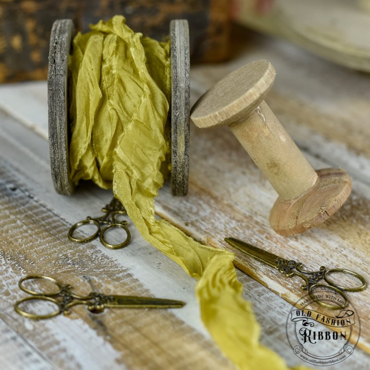 Old Fashion - wstążki w stylu vintage MUSZTARDOWY