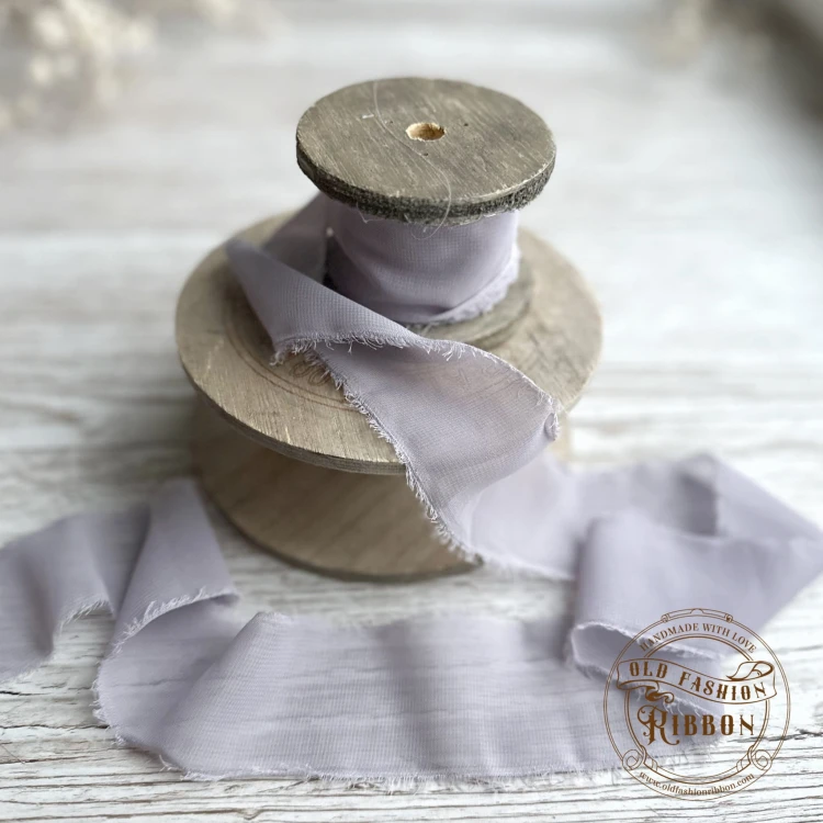 Wstążka szyfonowa rwana - vintage fiolet