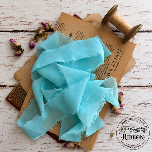 Torn Chiffon Ribbon DARK MINT