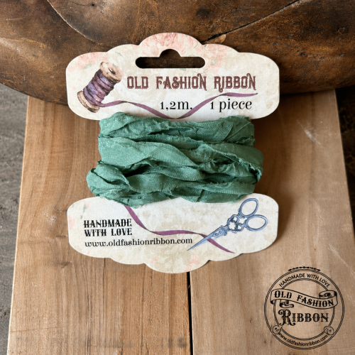 Old Fashion on a Bobbin – Sage | Vintage Crinkled Ribbon for Scrapbooking &amp; Gift Wrapping