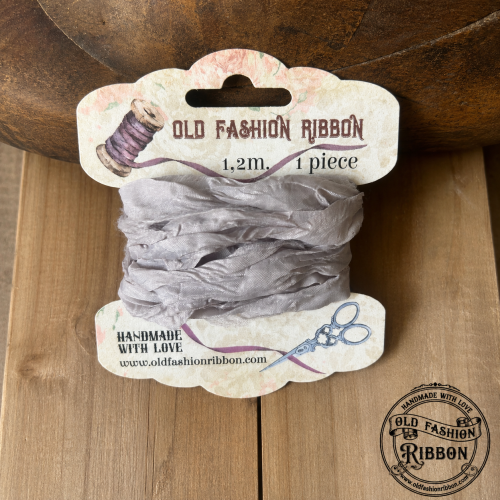 Old Fashion on a Bobbin Antique Gray – handmade crinkled vintage ribbon for wedding styling, gift wrapping and scrapbooking
